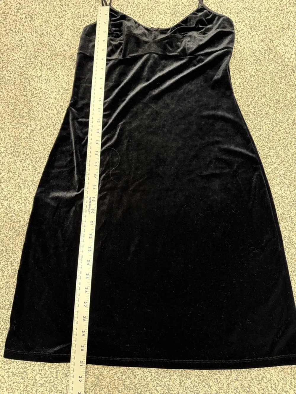 Josie Natori Crushed Velvet Dark Romantic Black Spaghetti Strap Slip Dress Sz S